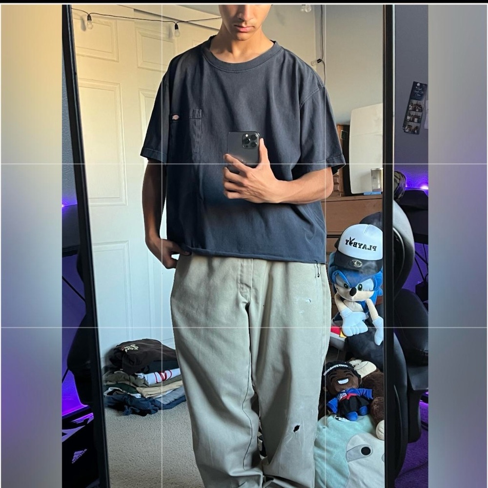2000s cropped baggy navy dickies tshirt